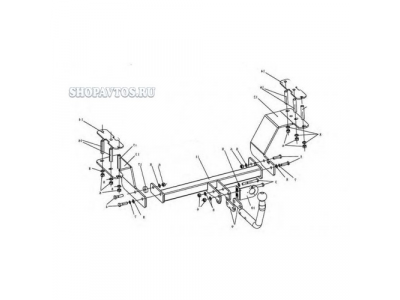 Фаркоп на Chevrolet Rezzo минивэн 2004-2008гг. от Leader Plus Фаркоп на Chevrolet Rezzo минивэн 2004-2008гг.